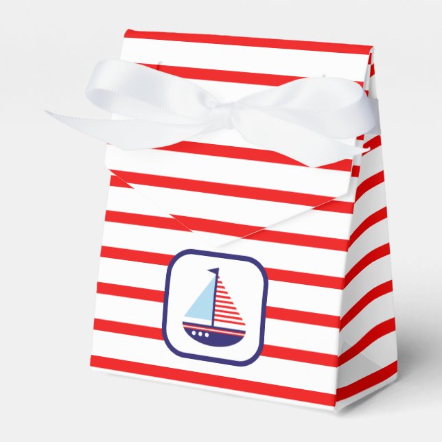 Nautical Sailboat Baby Shower Thank You Favor Boxes (Front Side)