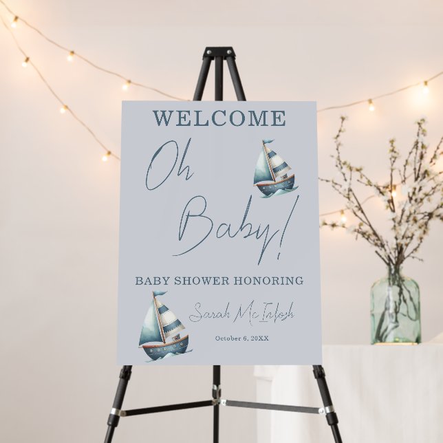 Nautical Sailboat Baby Shower Welcome Sign  (In Situ (Stand))