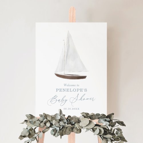 Nautical Sailboat Baby Shower Welcome Sign