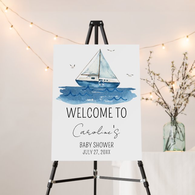 Nautical Sailboat Baby Shower Welcome Sign (In Situ (Stand))