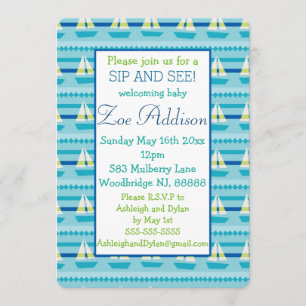 Nautical Sailboat Baby Sip and See Invitation
