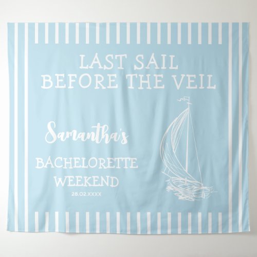 Nautical Sailboat Bachelorette Party Last Sail Tapestry