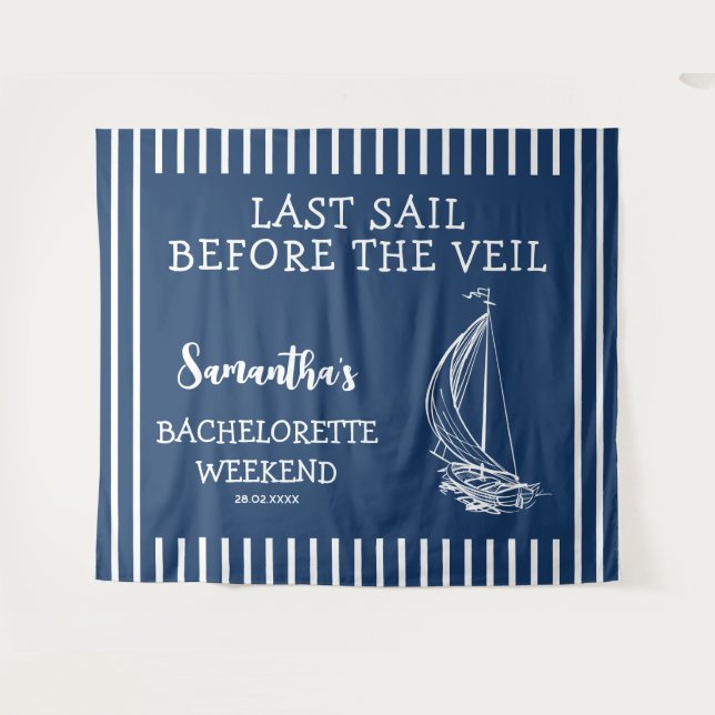 Nautical Sailboat Bachelorette Party Last Sail Tapestry (Front (Horizontal))