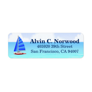 Nautical Sailboat Beach Ocean Label