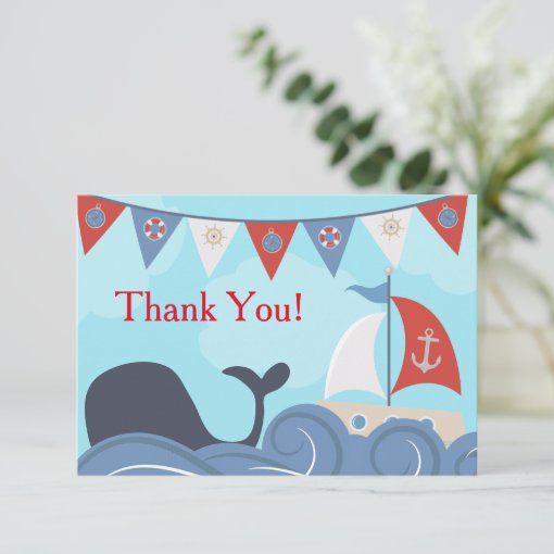 Nautical Sailboat Beach Ocean Whale Thank You | Zazzle