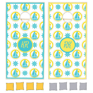 Nautical Sailboat Bean Bag Toss Game Cornhole