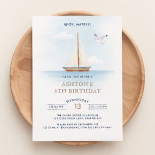 Nautical Sailboat Birthday Invitation for Kids