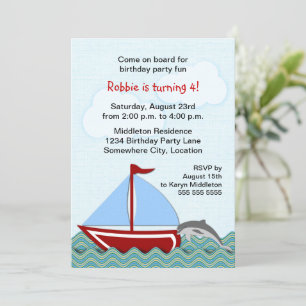 Nautical Sailboat Birthday Party Invitation