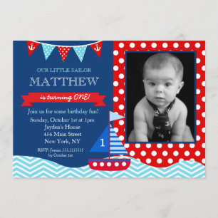 Nautical Sailboat Birthday Party Invitation