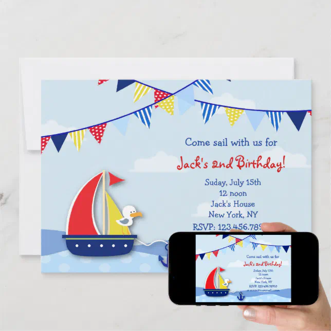 Nautical Sailboat Birthday Party Invitations Zazzle