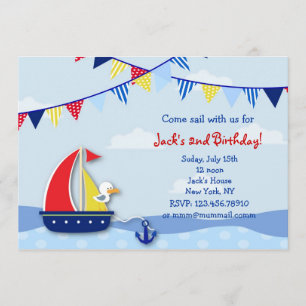 Nautical Sailboat Birthday Party Invitations