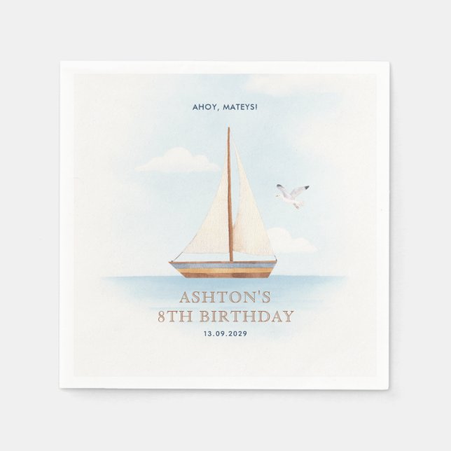 Nautical Sailboat  Birthday Party  Napkins (Front)