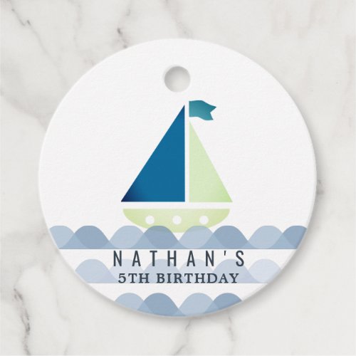 Nautical Sailboat Blue Boy Birthday Favor Tags