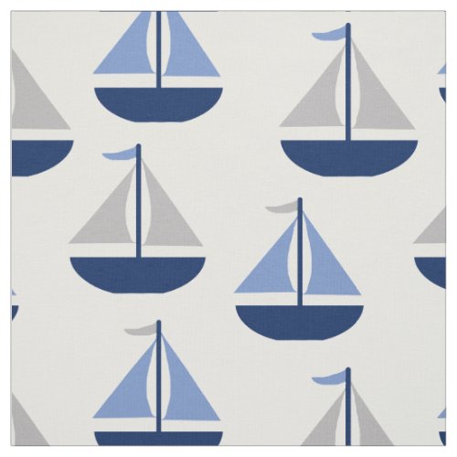 Nautical Sailboat Blue Gray Fabric