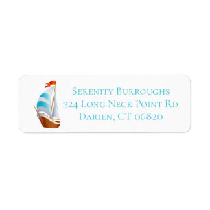 Nautical Sailboat Blue Turquoise - Beach Ocean Label