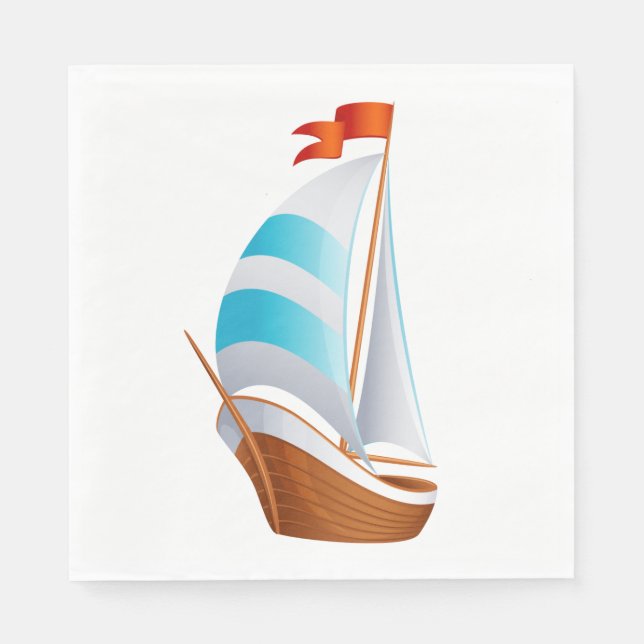 Nautical Sailboat Blue Turquoise - Ocean Beach Napkins (Front)