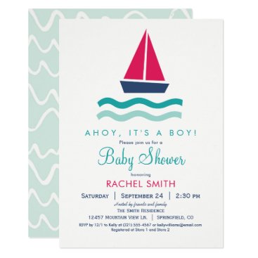 Nautical Sailboat Boy Baby Shower Invitation Nautical Sailboat Boy Baby Shower Invitation