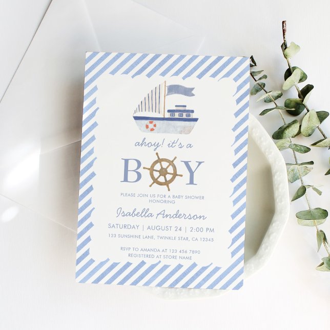 Nautical Sailboat Boy Baby Shower Invitation (Creator Uploaded)