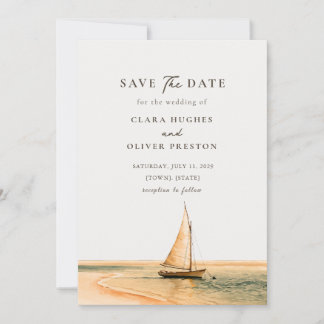 Nautical Sailboat Caribbean Island Beach Wedding  Save The Date