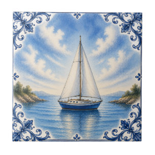 Nautical Sailboat Ceramic Tile
