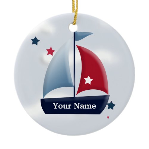 Nautical Sailboat Design Custom Ornament