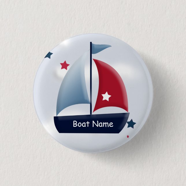 Nautical Sailboat Design Custom Round Button (Front)