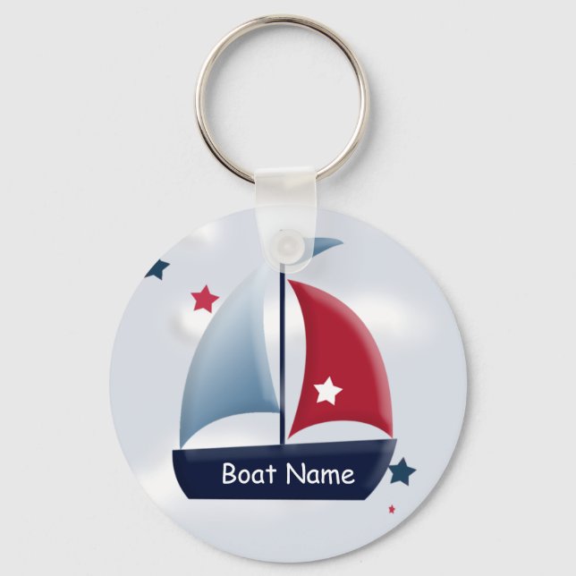 Nautical Sailboat Design Custom Round Keychain (Front)