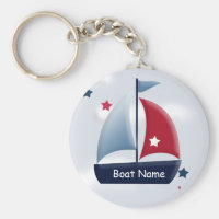 Nautical Sailboat Design Custom Round Keychain