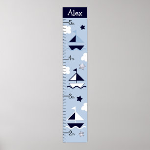 Nautical Sailboat Growth Chart Keep at 8x44!