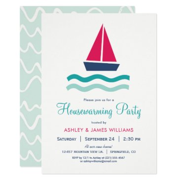 Nautical Sailboat Housewarming Party Invitation Nautical Sailboat Housewarming Party Invitation