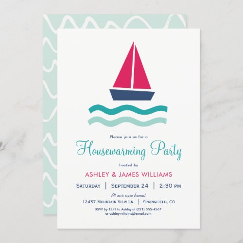 Nautical Sailboat Housewarming Party Invitation