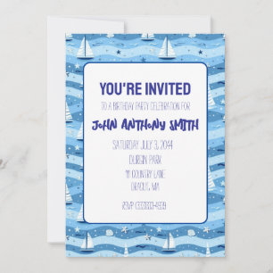 Nautical Sailboat Invitation Birthday Party Invite