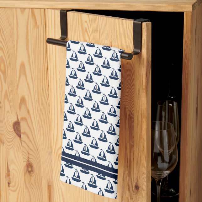 Nautical Sailboat Kitchen Towel (Thirds Fold)