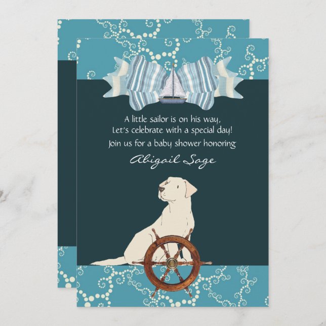 Nautical Sailboat Labrador Dog Baby Shower Invitation (Front/Back)