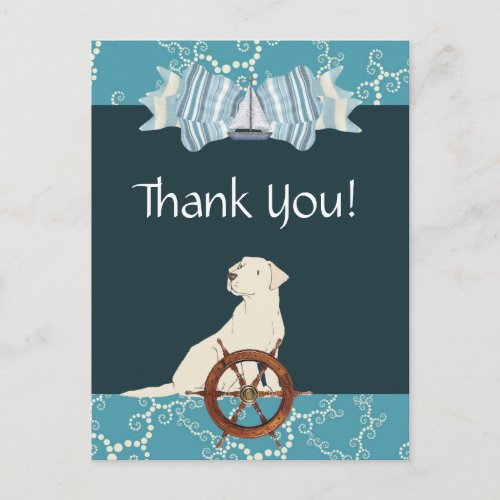 Nautical Sailboat Labrador Puppy Dog Thank You Postcard