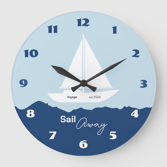 Nautical Sailboat Large Clock (Front)