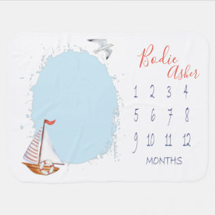 Nautical Sailboat Milestone Baby Blanket