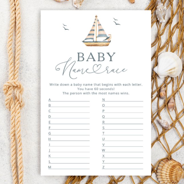 Nautical Sailboat Name Race Baby Shower Game (Creator Uploaded)
