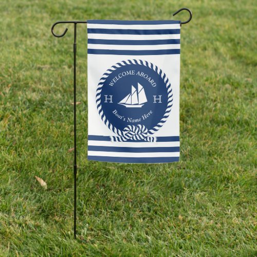 Nautical Sailboat Name Rope Navy Blue  House Flag