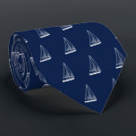 Nautical Sailboat Navy Neck Tie<br><div class="desc">An elegant navy and white sailboat themed necktie.</div>
