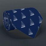 Nautical Sailboat Navy Neck Tie<br><div class="desc">An elegant navy and white sailboat themed necktie.</div>