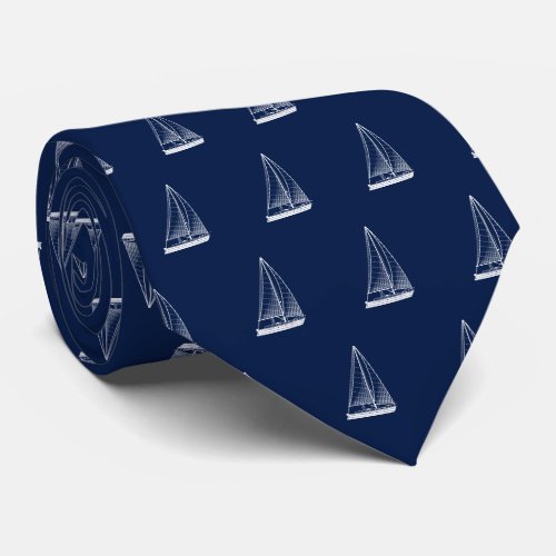 Nautical Sailboat Navy Neck Tie