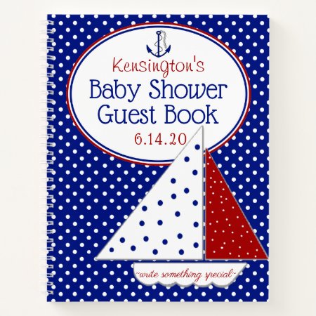 Nautical Sailboat Neutral Baby Shower Guest Book |