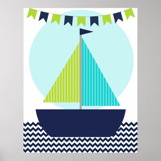 Nautical Sailboat Nursery Poster (Front)