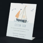 Nautical Sailboat Pastel Kid Birthday Custom Party Pedestal Sign<br><div class="desc">A Fun Cute Boys Nautical Sailboat THEME BIRTHDAY Collection.- it's an Elegant Simple Minimal sketchy Illustration of sailboat with custom year, sea and seagulls, perfect for your little ones birthday party. It’s very easy to customize, with your personal details. If you need any other matching product or customization, kindly message...</div>