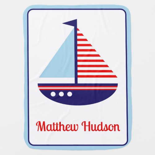 Nautical Sailboat Personalized Baby Blanket