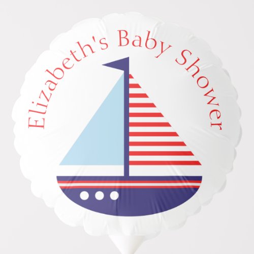 Nautical Sailboat Personalized Baby Shower Balloon