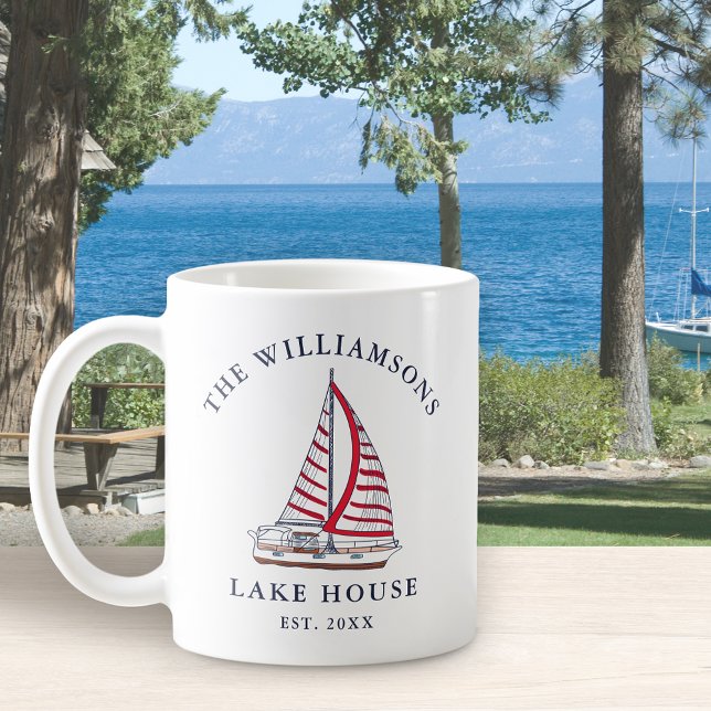 Nautical Sailboat Personalized Lake House Coffee Mug (Creator Uploaded)