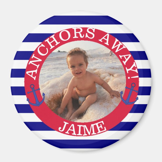 Nautical Sailboat Personalized Photo Magnet (Front)