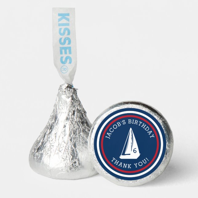 Nautical Sailboat Red White Blue Birthday Shower Hershey®'s Kisses® (Front)